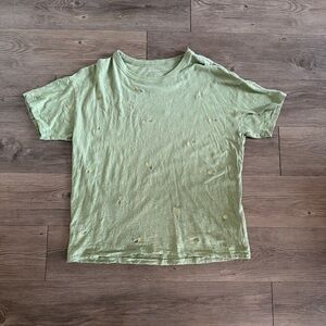 Green Floral Embroidered American Eagle Top
